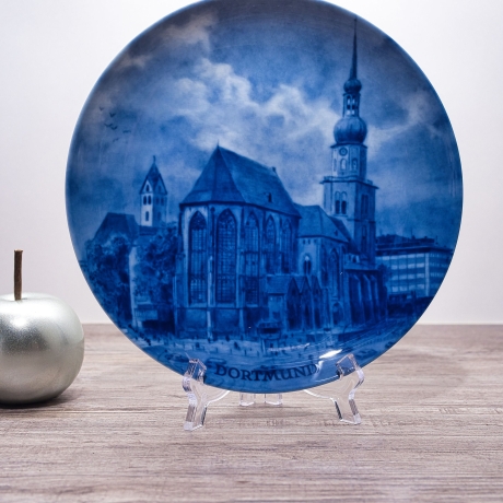 Sammelteller, Städteteller: Dortmund - Berlin Design - blaues Porzellan  - Made in Germany - 9E2 - TOP Zustand