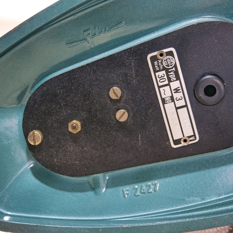 Vintage Tisch Ventilator  - Progress W3 Aluminiumgehäuse im Stil der 50er Jahre, schöne türkise Farbe, generalüberholt. Top Zustand (9A)
