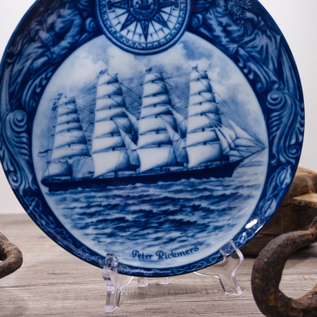 Sammelteller Schiff - Peter Rickmers 18/1250 - Berlin Design Nautica - blaues Porzellan - begrenzte Auflage - Made in West Germany (9E2) TOP
