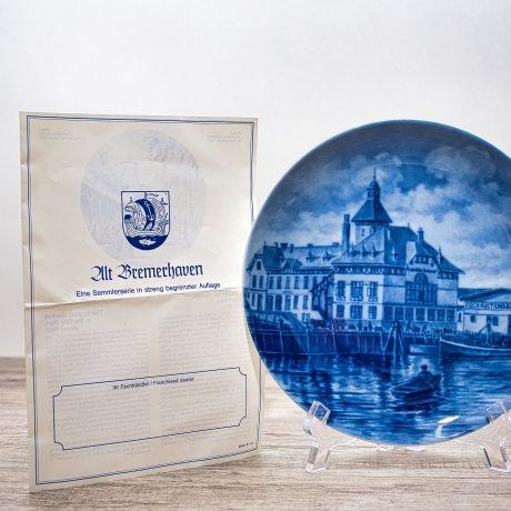 Sammelteller Berlin Design - Serie: Alt Bremerhaven - Fischereihafenrestaurant  - blaues Porzellan  - Made in Germany - 9D1 - TOP Zustand