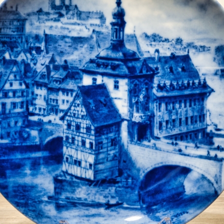 Sammelteller, Städteteller: Bamberg - Berlin Design - blaues Porzellan  - Made in Germany - mit Karton - 8D1 - TOP Zustand
