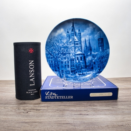 Sammelteller, Städteteller: Köln - Berlin Design - blaues Porzellan  - Made in Germany - mit Karton - 8B1 - TOP Zustand