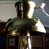 Deckenlampe im Jugendstil aus Messing mit Glassteinen, E27 Fassung, auf Wunsch mit Leuchtmittel, neue Verkabelung, Handmade in Germany