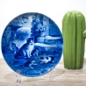 Sammelteller Muttertag: 1975 Katzen - Berlin Design - blaues Porzellan  - Made in West Germany - 19,5 cm - 8B3 - TOP Zustand