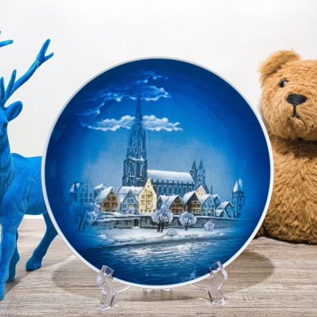Rosenthal Weihnachts-Sammelteller - Entwurf Georg Küspert - Motiv Weihnachten in Ulm - 1960er Jahre -handbemalt - TOP Zustand - 8E2