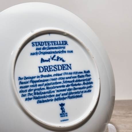 Sammelteller, Städteteller: Dresden - Berlin Design - blaues Porzellan  - Made in Germany - mit Karton - 8C1 - TOP Zustand