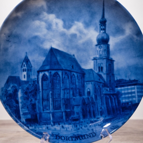 Sammelteller, Städteteller: Dortmund - Berlin Design - blaues Porzellan  - Made in Germany - 9E2 - TOP Zustand