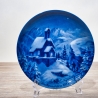Weihnachtsteller - 1973: Heiligabend am Wendelstein - von Berlin Design - blaues Porzellan - begrenzte Auflage - Made in West Germany (8C3)