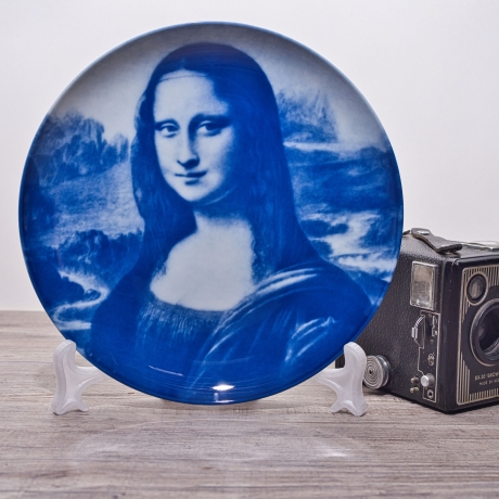 Sammelteller Berlin Design - Serie: Da Vinci - Mona Lisa  - blaues Porzellan  - Auflage 5.000 - Made in Germany - 9E1 - TOP Zustand