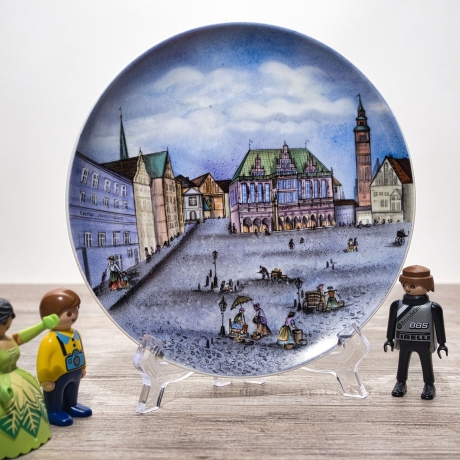 Sammelteller, Städteteller: Bremer Handmalerei, Das Rathaus, handgemalt, signiert - Berlin Design - Made in Germany - Zustand 1 bis 2 - 8B2