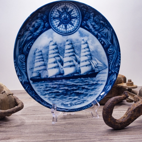 Sammelteller Schiff - Peter Rickmers 18/1250 - Berlin Design Nautica - blaues Porzellan - begrenzte Auflage - Made in West Germany (9E2) TOP