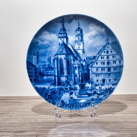 Sammelteller, Städteteller: Stuttgart - Berlin Design - blaues Porzellan  - Made in Germany - mit Karton - 8E2 - TOP Zustand