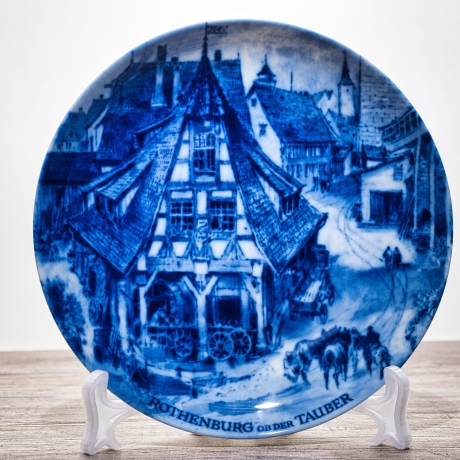 Sammelteller, Städteteller: Rothenburg ob der Tauber - Berlin Design - blaues Porzellan  - Made in Germany - mit Karton - 8E1 - TOP Zustand