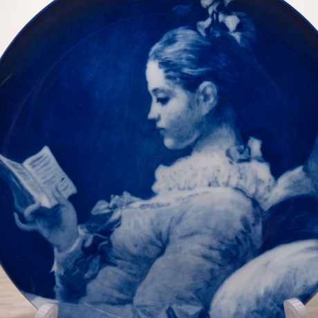 Sammelteller Berlin Design - Serie: Fragonard - Mädchen beim Lesen  - blaues Porzellan - Auflage 5.000 - Made in Germany - 9E1 - TOP Zustand