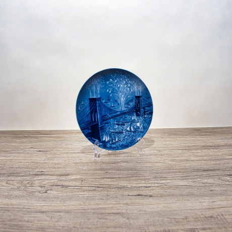 Sammelteller Father's day: 1971 - Brooklyn Bridge - Berlin Design - blaues Porzellan - Made in West Germany - 19,5 cm - 9E1 - TOP Zustand