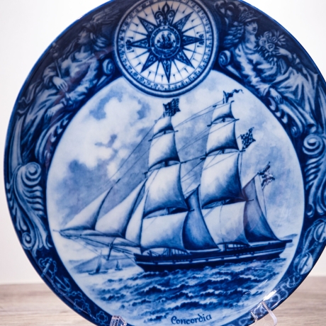 Sammelteller Schiff - Bark Concordia 6/1250 - Berlin Design Nautica - blaues Porzellan - begrenzte Auflage - Made in West Germany (9E2) TOP
