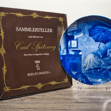 Sammelteller: Der arme Poet / Carl Spitzweg - Berlin Design - blaues Porzellan  - Nummer 7 von 5000 - mit Karton - TOP Zustand - 8D2