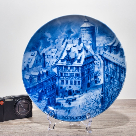 Sammelteller, Städteteller: Nürnberg - Berlin Design - blaues Porzellan  - Made in Germany - mit Karton - 8C2 - TOP Zustand