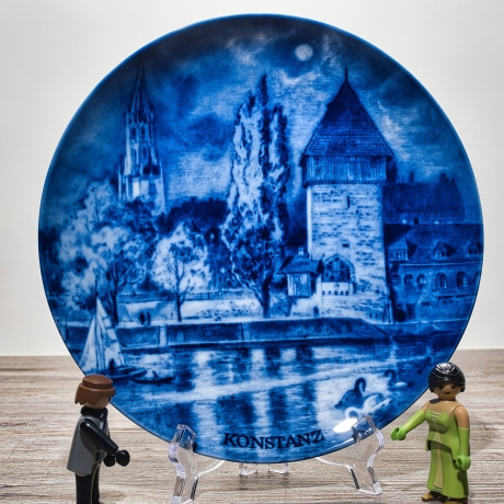 Sammelteller, Städteteller: Konstanz - Berlin Design - blaues Porzellan  - Made in Germany - mit Karton - 8D1 - TOP Zustand