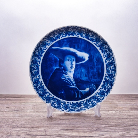 Sammelteller Berlin Design - Dame mit Hut nach Johannes Vermeer, blaues Porzellan  - Made in Germany - 9E3 - TOP Zustand