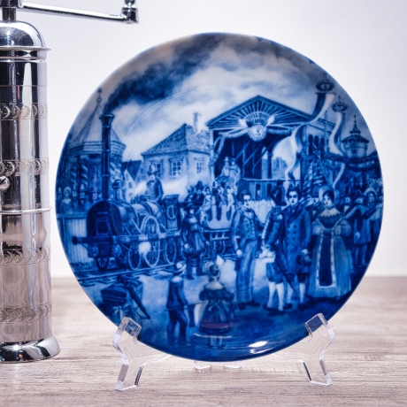 Sammelteller Berlin Design - Serie: Historica - Die erste Eisenbahn 1835 - blaues Porzellan  - Made in Germany - 9D1 - TOP Zustand