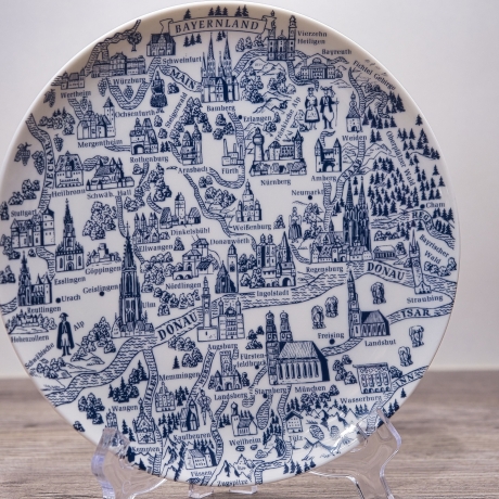 Sammelteller Berlin Design - Landschaftsteller - Bayernland- blaues Porzellan - Made in West Germany - 9D2 - TOP Zustand