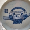Sammelteller mit fantastischem Motiv der frühen Science Fiction und Sternenbildern - blau/weiß - außergewöhnliches Steampunk Motiv - 9B1
