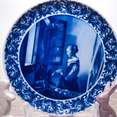 Sammelteller Berlin Design - Mädchen mit Brief nach Johannes Vermeer, blaues Porzellan  - Made in Germany - Auflage 2/3000 9E3 - TOP Zustand