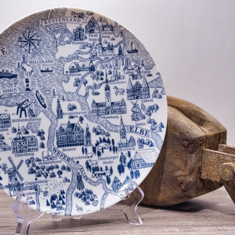 Sammelteller Berlin Design - Landschaftsteller - Küstenland - blaues Porzellan - Made in West Germany - 9D2 - TOP Zustand