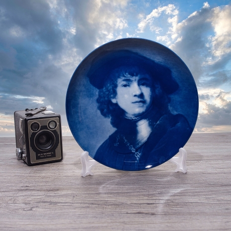 Sammelteller Berlin Design - Serie: Rembrandt - Selbstbildnis   - blaues Porzellan  - Auflage 5.000 - Made in Germany - 9E1 - TOP Zustand
