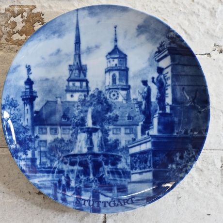 Sammelteller, Städteteller: Stuttgart - von Kaiser - blaues Porzellan  - Made in West Germany - wie neu TOP (8F)
