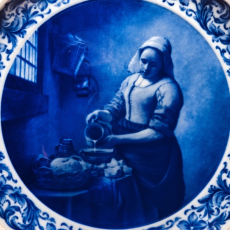 Sammelteller Berlin Design - Mädchen mit Krug nach Johannes Vermeer, blaues Porzellan  - Made in Germany - 9E3 - TOP Zustand