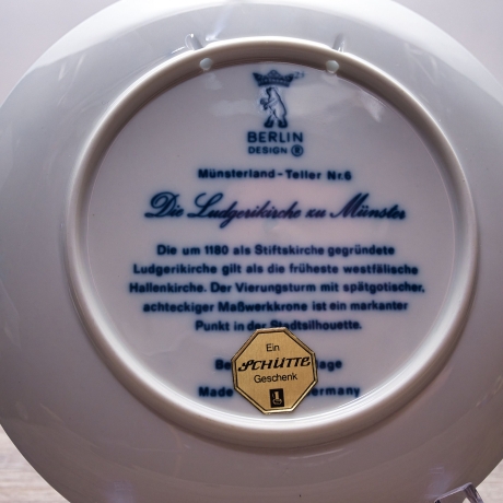 Sammelteller Berlin Design - Serie: Münsterland - Die Ludgerikirche zu Münster - blaues Porzellan  - Made in Germany - 9D1 - TOP Zustand