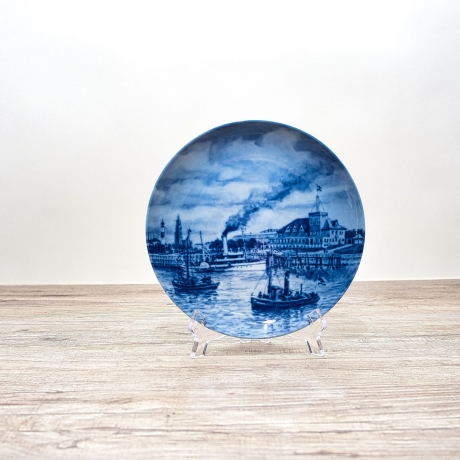 Sammelteller Berlin Design - Serie: Alt Bremerhaven - Die Strandhalle um 1928 - blaues Porzellan  - Made in Germany - 9D1 - TOP Zustand