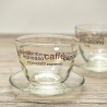 2-teiliges Glas Cappuccino-/ Kaffeetassen-Set - inkl. Glasuntersetzer - mit Bedruckung - 9C3
