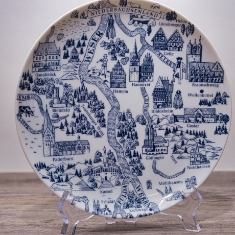 Sammelteller Berlin Design - Landschaftsteller - Niedersachsenland - blaues Porzellan - Made in West Germany - 9D2 - TOP Zustand