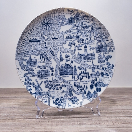 Sammelteller Berlin Design - Landschaftsteller - Küstenland - blaues Porzellan - Made in West Germany - 9D2 - TOP Zustand