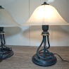Designer Tischlampen-Paar - von Emme Pi Light 1TL mit Alabaster Glasschirm, neue Kabel, neue Stecker sowie sparsame LED Leuchtmittel