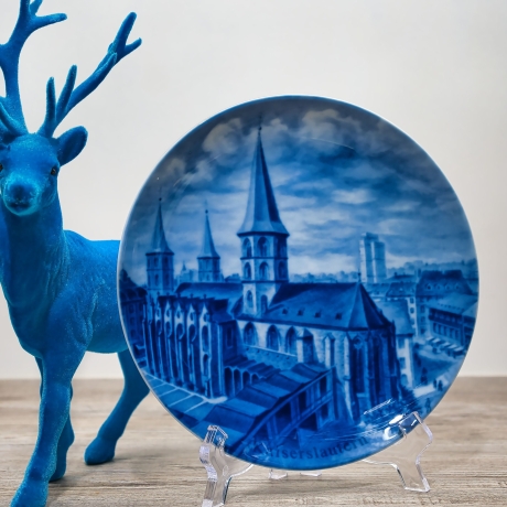 Sammelteller Berlin Design - Städteteller Kaiserslautern- Stiftskirche - blaues Porzellan - Made in Germany - 9D2