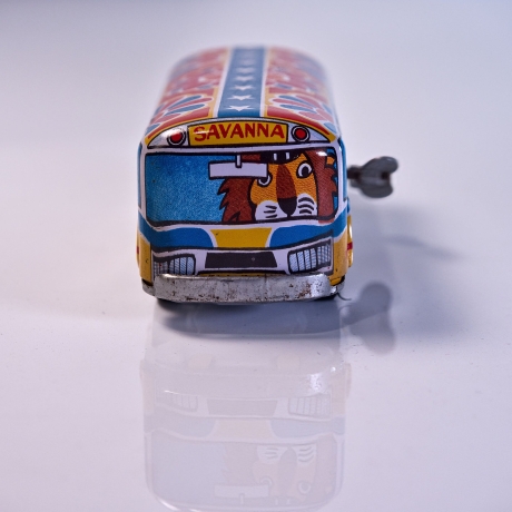 Fehldruck! : Blechspielzeug Bus Savanna Express - Made in Japan, funktionierend , mit Uhrwerksantrieb und Glocke
