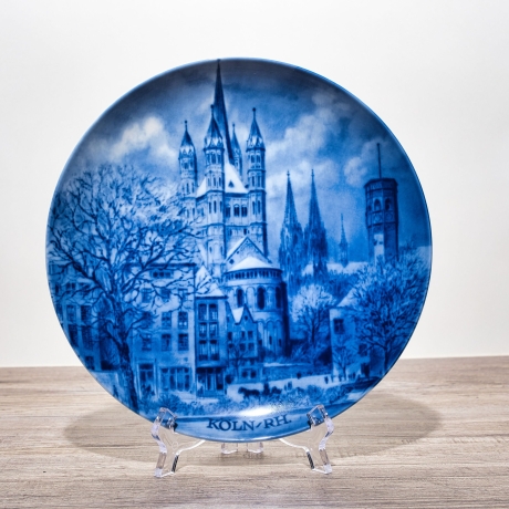 Sammelteller, Städteteller: Köln - Berlin Design - blaues Porzellan  - Made in Germany - mit Karton - 8B1 - TOP Zustand