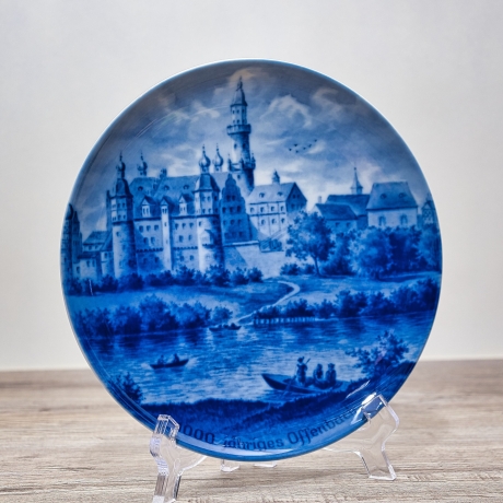 Sammelteller Berlin Design - Städteteller Offenbach - 1000 Jahre 977 - 1977 - blaues Porzellan - Made in Germany - 9D2 - TOP Zustand