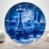 Weihnachtsteller - 1977: Weihnachtsabend in Hamburg - Berlin Design - blaues Porzellan - begrenzte Auflage - Made in West Germany (8C3)