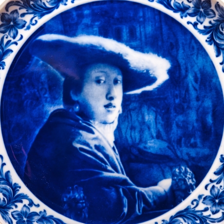 Sammelteller Berlin Design - Dame mit Hut nach Johannes Vermeer, blaues Porzellan  - Made in Germany - 9E3 - TOP Zustand