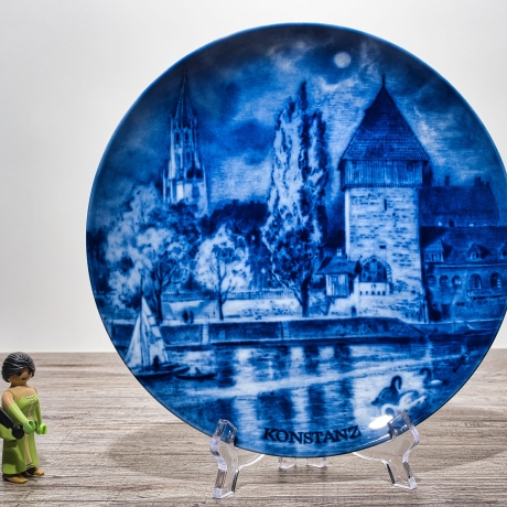 Sammelteller, Städteteller: Konstanz - Berlin Design - blaues Porzellan  - Made in Germany - mit Karton - 8D1 - TOP Zustand