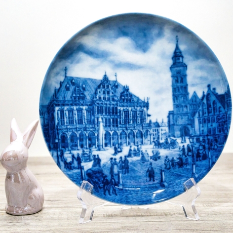 Sammelteller Berlin Design - Serie: Alt Bremen - Marktplatz 1859  - blaues Porzellan  - Auflage 3.000 - Made in Germany - 9D1 - TOP Zustand