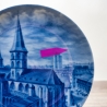 Sammelteller Berlin Design - Städteteller Kaiserslautern- Stiftskirche - blaues Porzellan - Made in Germany - 9D2