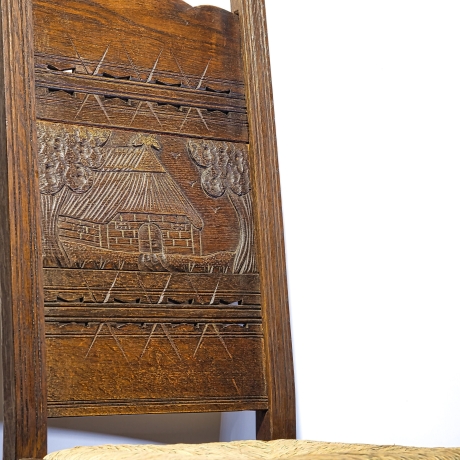 Worpsweder Stuhl um 1910, liebevoll restauriert mit neuer Sitzfläche aus Worpsweder Weide, Versand per Kunst-Spedition