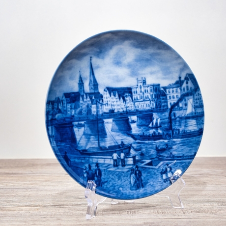Sammelteller Berlin Design - Serie: Alt Bremen - Weserbrücke 1862  - blaues Porzellan  - Auflage 3.000 - Made in Germany - 9D1 - TOP Zustand