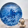 Sammelteller Muttertag: 1982 Rebhuhnfamilie - Berlin Design - blaues Porzellan  - Made in West Germany - 19,5 cm - 8B3 - TOP Zustand